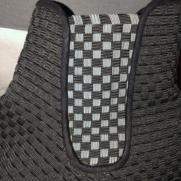 Zee Alexis 9 Dawn Black Gray Pleated Checkered Inset Design Ankle Booties - Picture 7 of 13